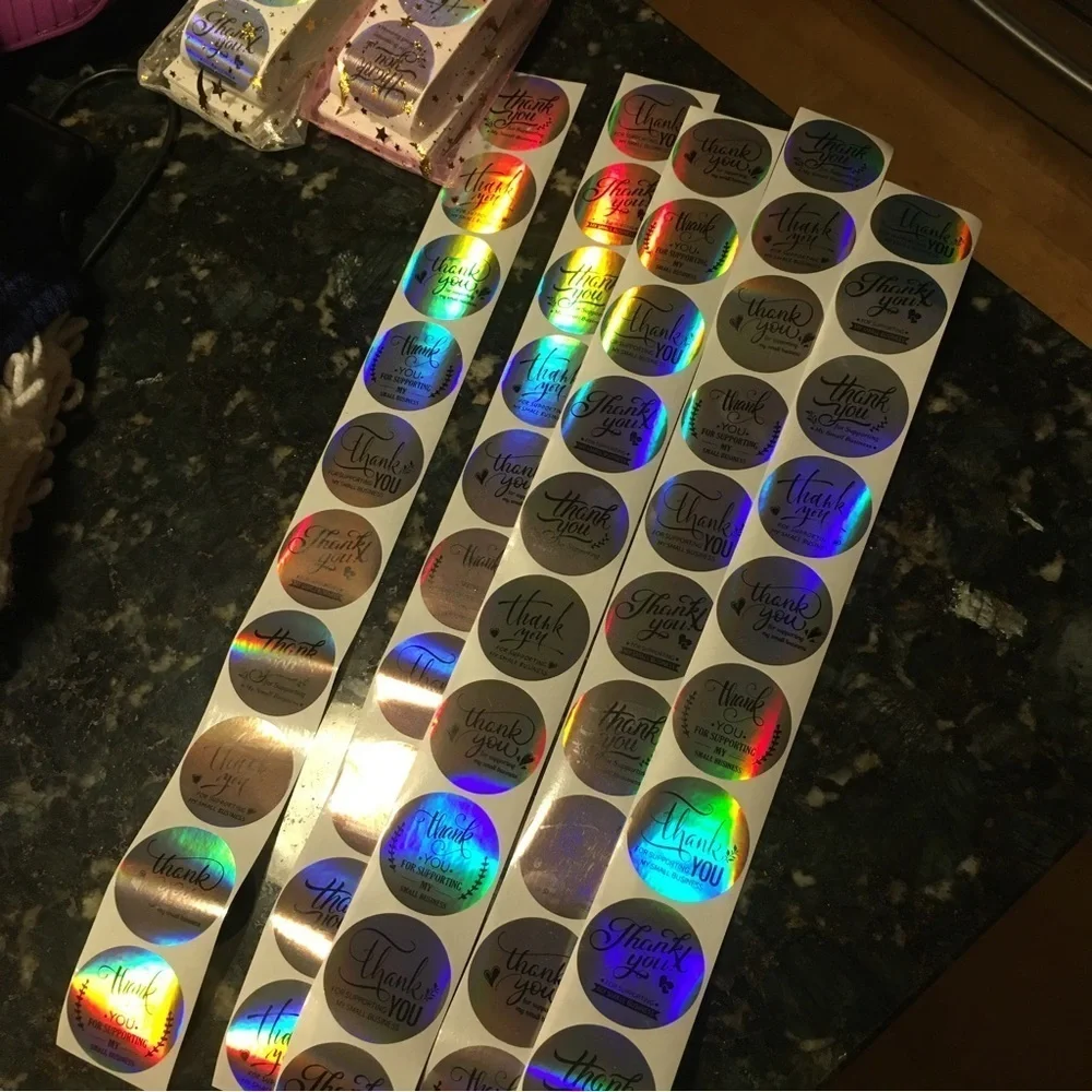 50 Count - Silver Holographic Thank You Stickers, Starter Pack, 1.5 in